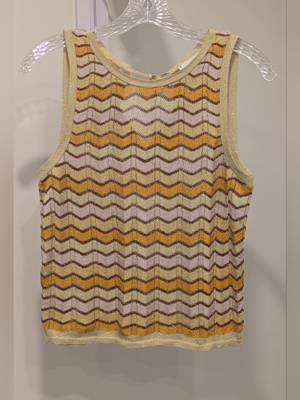 Mango fine knit openwork tank top, size M